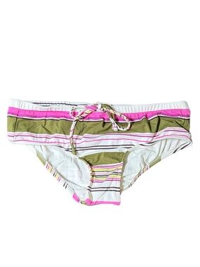 NWOT! Roxy Striped Bikini Bottoms in Olive, Pink, and White
